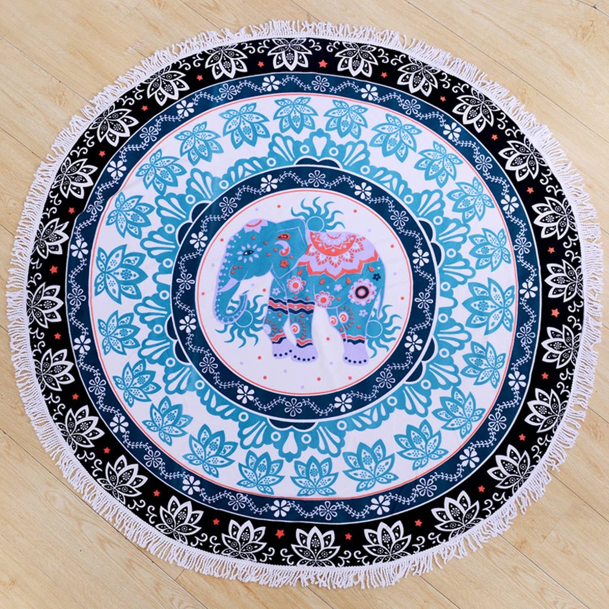 Round Microfiber Tassel Beach Towel Blanket