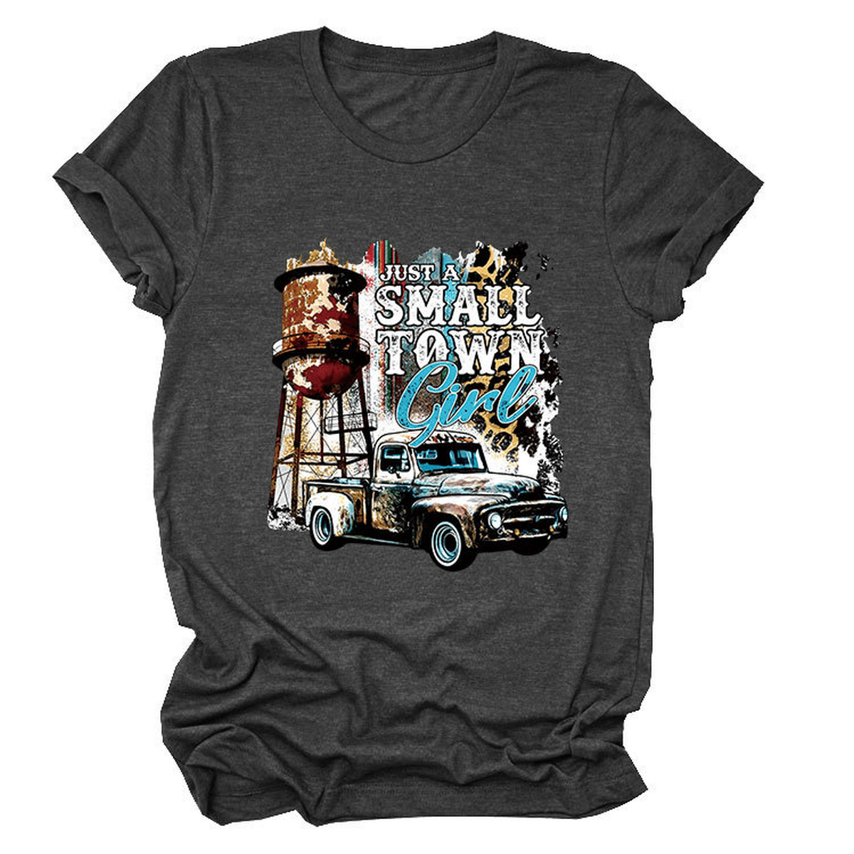 Just a Small Town Girl Print T-Shirt ??Loose Fit_CWTTS1525
