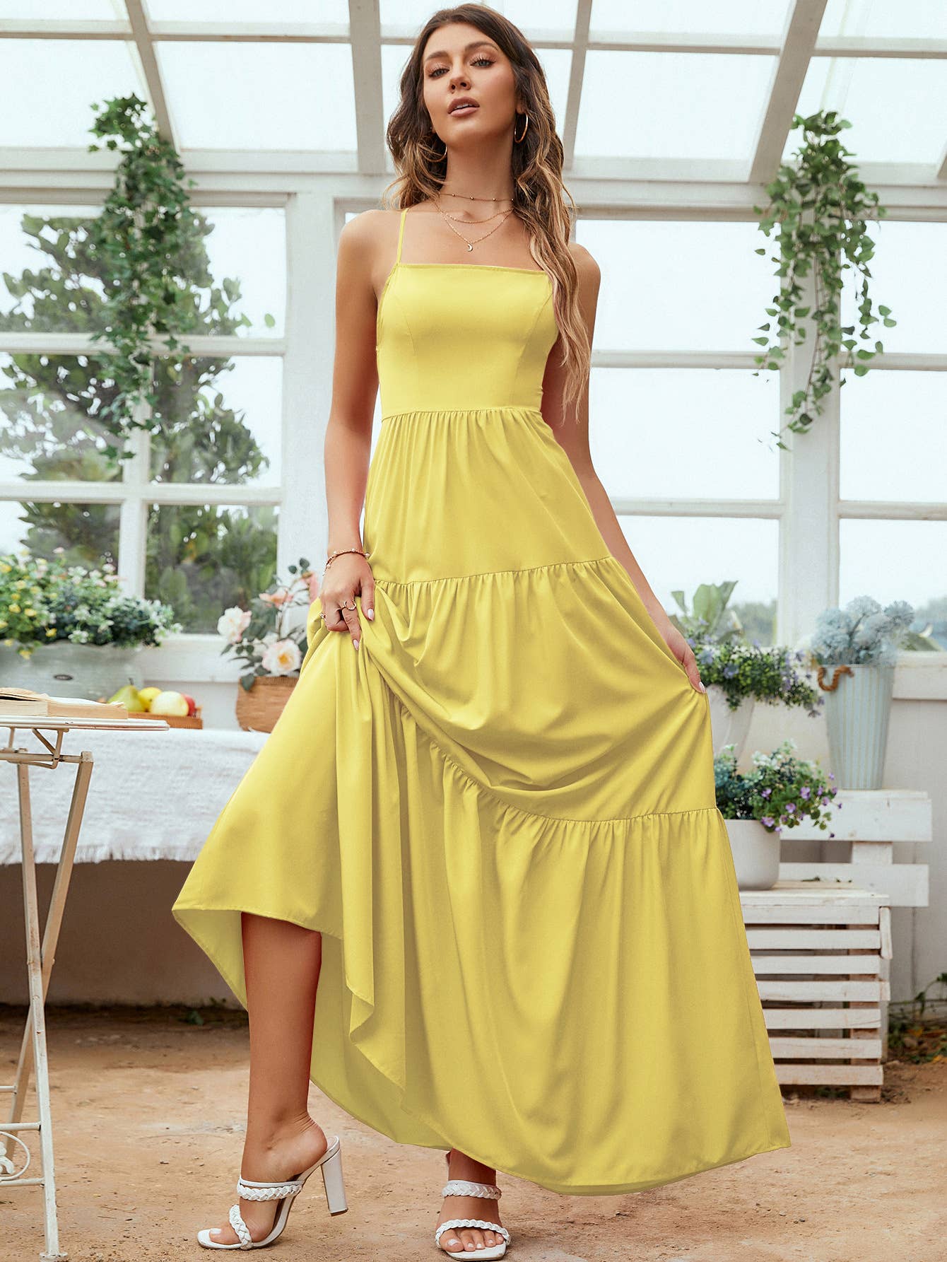 Waistband halter temperament swing long dress