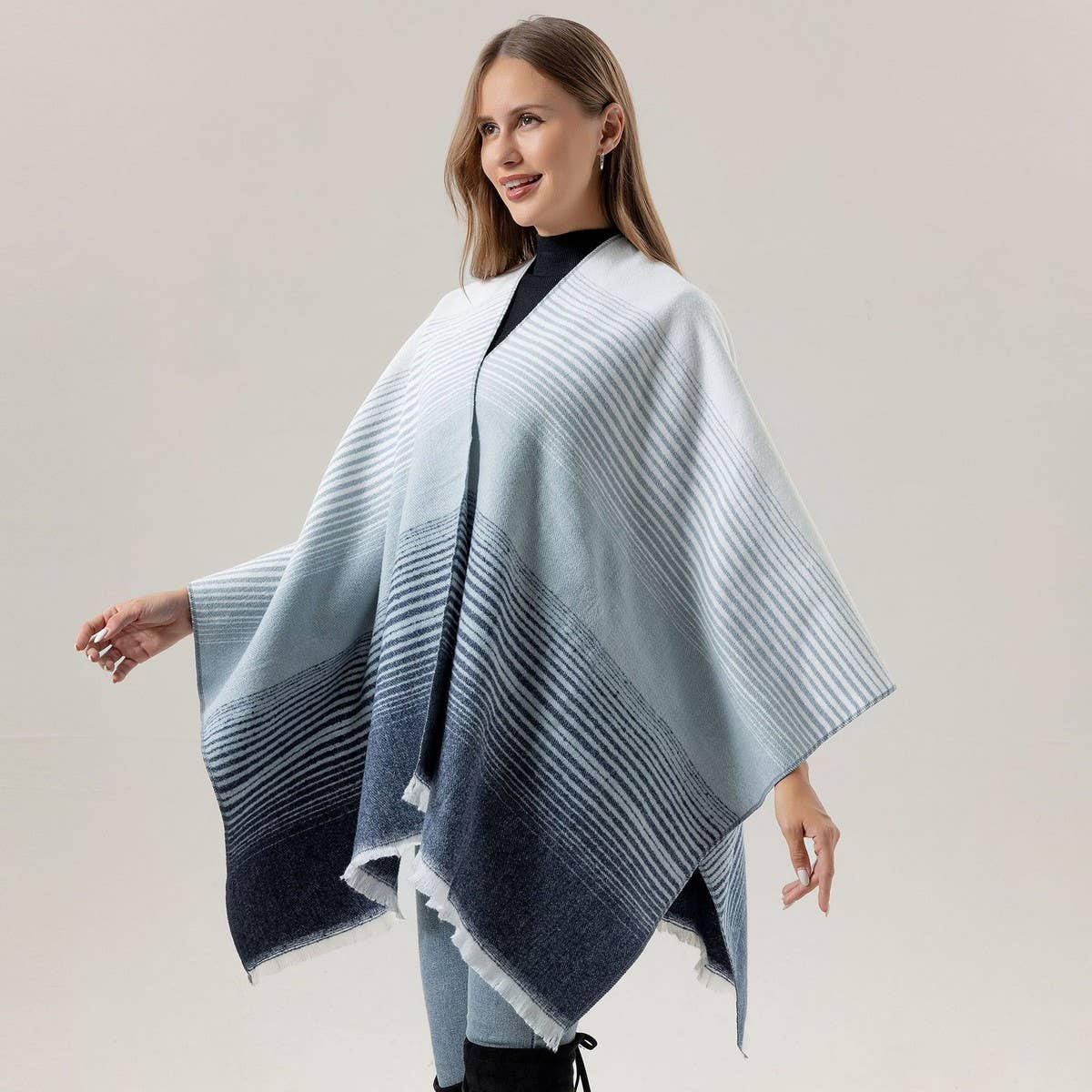 FAUX CASHMERE SHAWL GRADIENT SCARF SHAWL CAPE