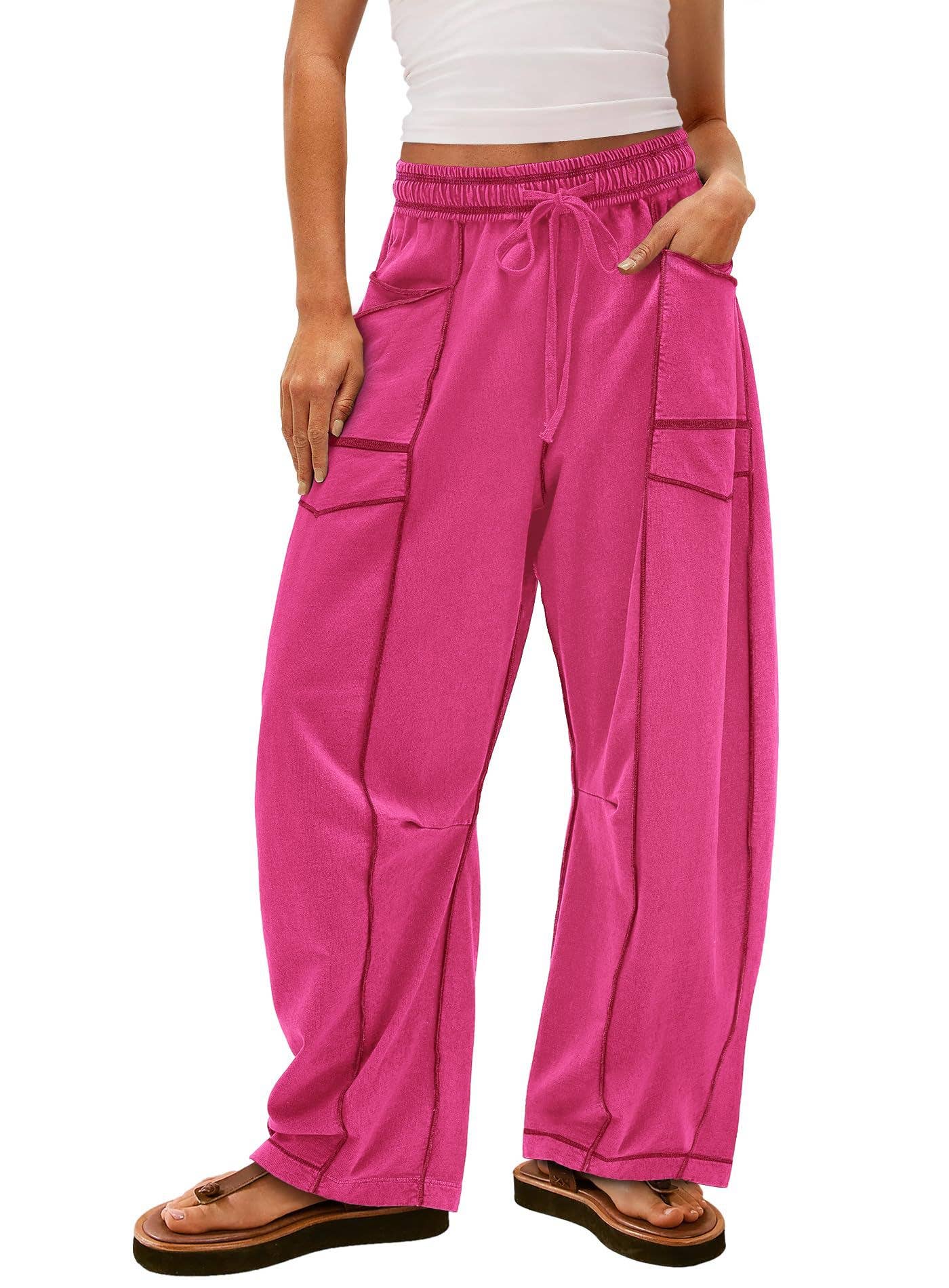 Casual stretched-waist drawstring sweatpants