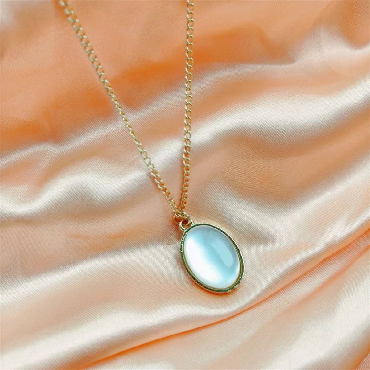 FASHION SIMPLE OVAL PENDANT NECKLACE_CWAJE1998