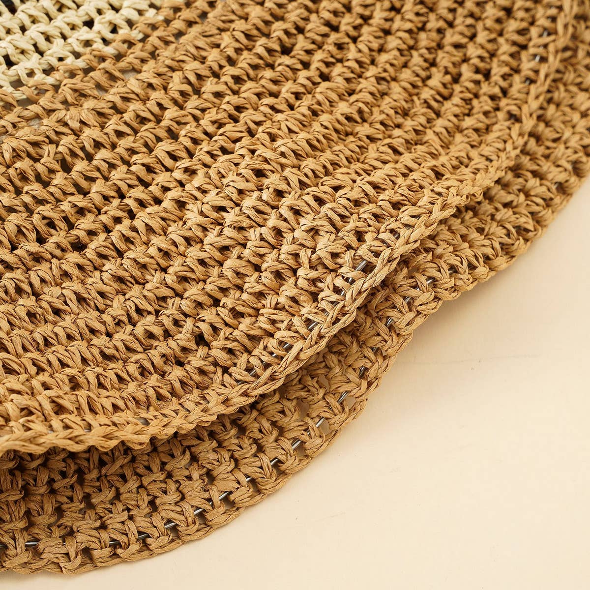 SUN PROTECTION STRIPED STRAW BUCKET HAT_CWAH1426