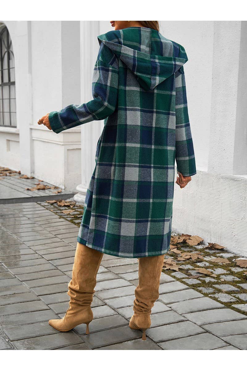 CWOCO0235_Casual Plaid Button Hooded Long Coat