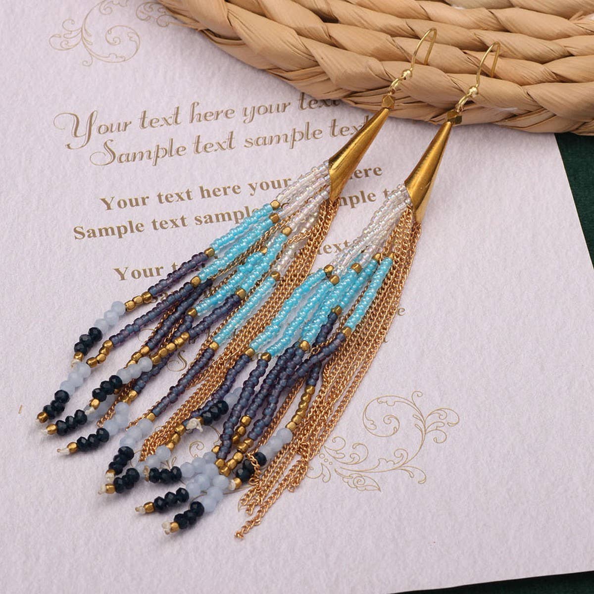 HIGH-GRADE NATURAL STONE WOVEN COLORFUL EARRINGS