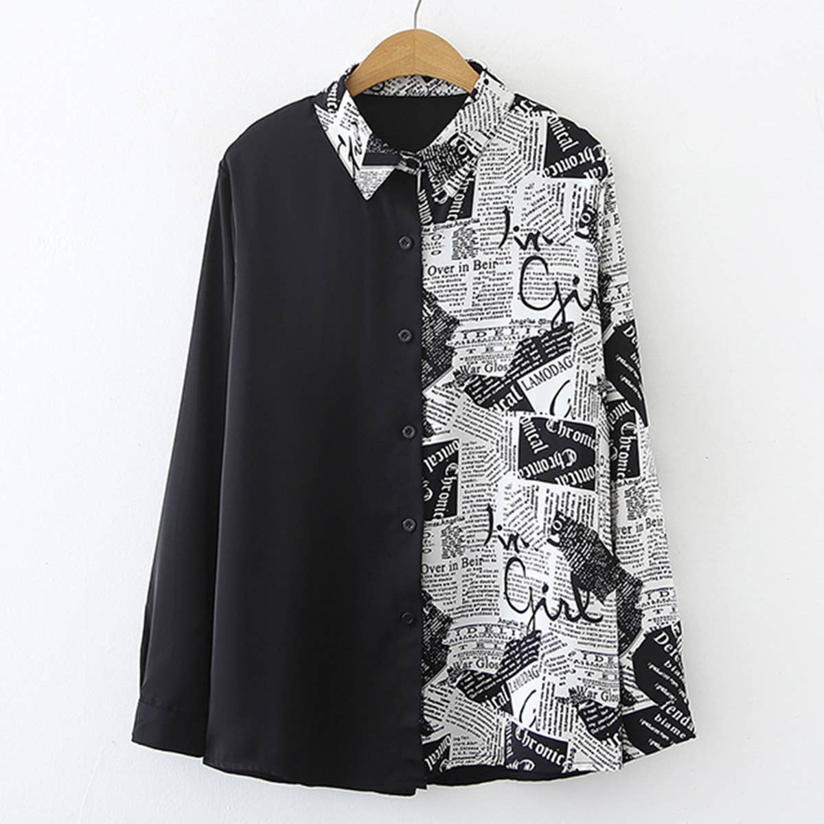 Vintage patchwork chiffon long-sleeved shirt