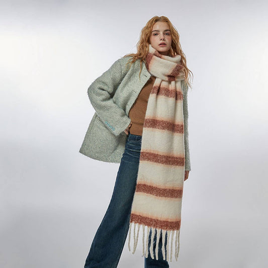 Retro Stripe Fleece Scarf ??Winter Warmth_CWASC2314