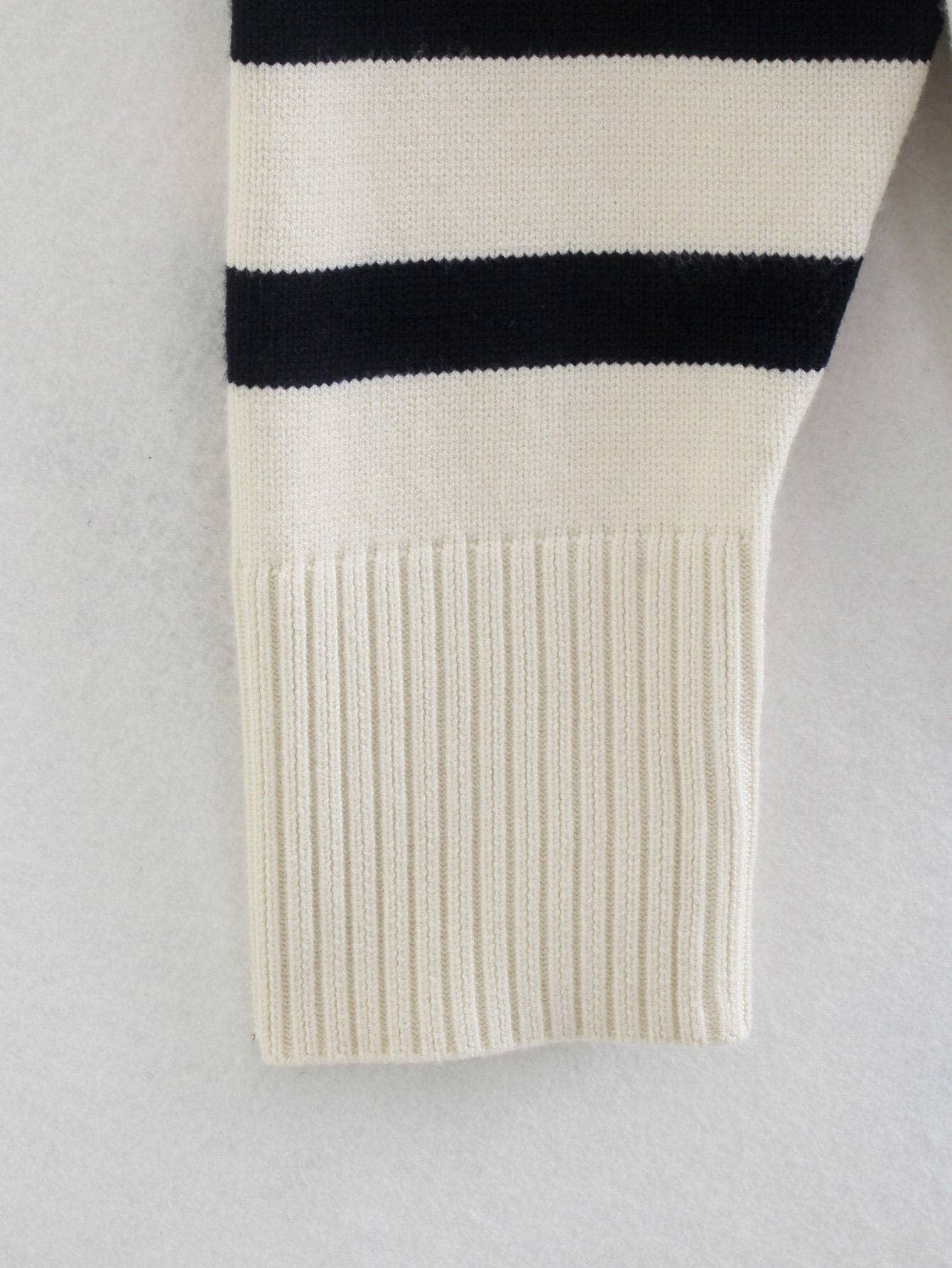 Striped long-sleeved round-neck knitted sweater