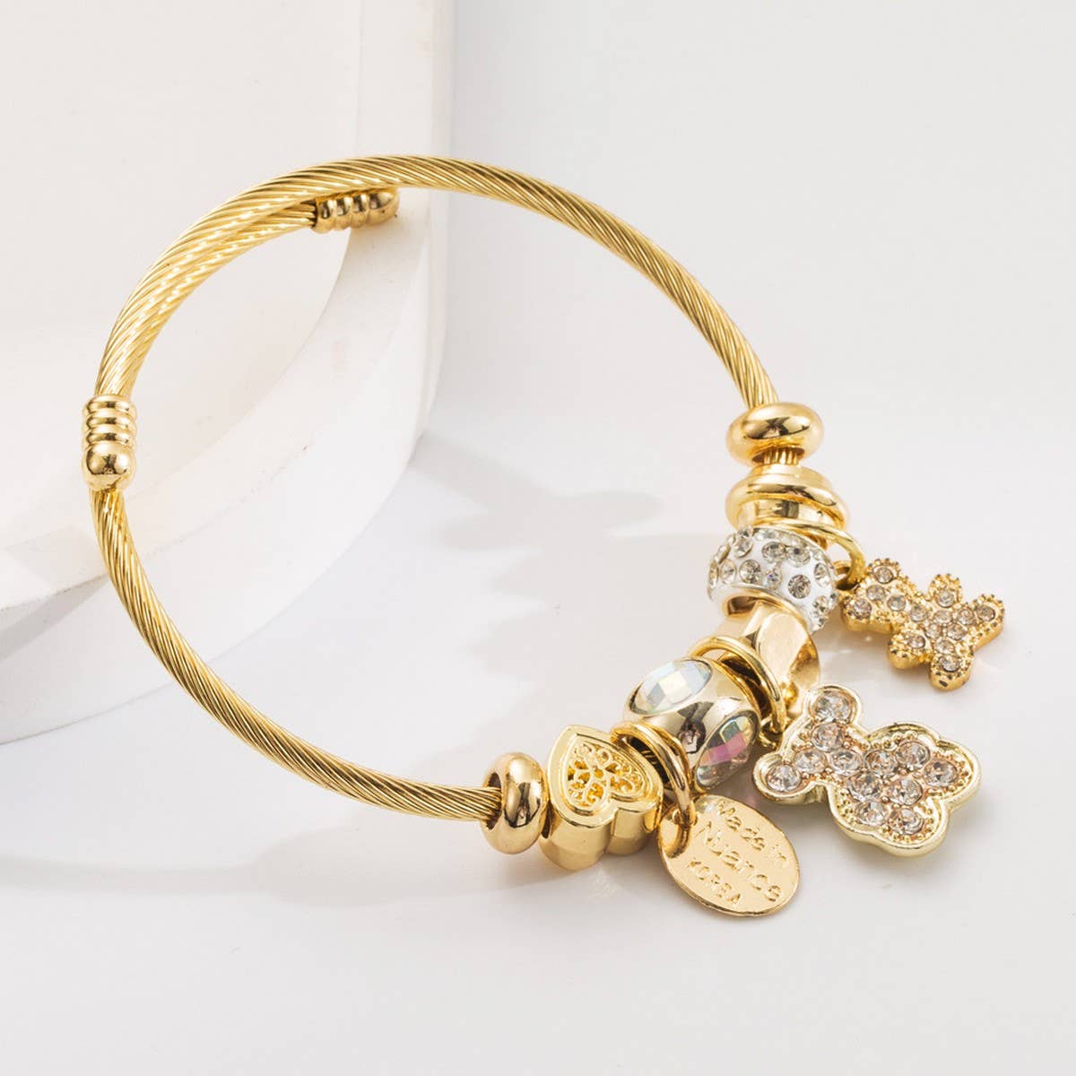 Bear Butterfly Swan Charm Couple Bracelet_CWMM8497