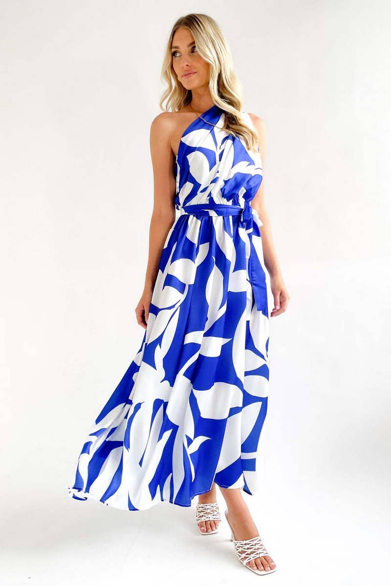 CWDMD1611_SLANT SHOULDER SLEEVELESS SEXY PRINT MAXI DRESS