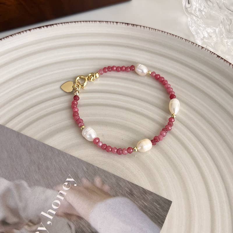 Personalized stone freshwater pearl bracelet