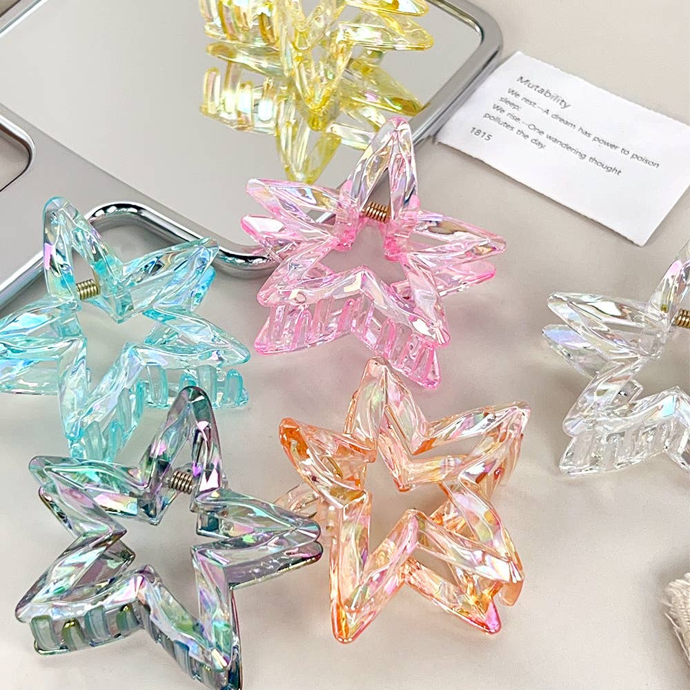 Crystal candy-colored five-pointed star grab clip