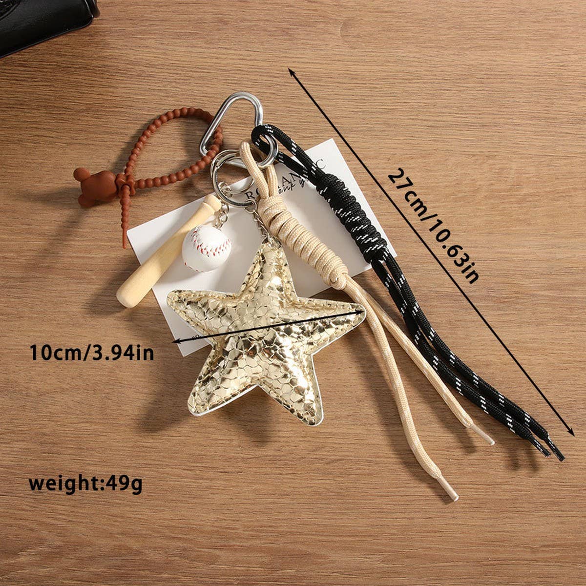 PU Star Baseball Charm ??Braided Bag & Phone Strap_CWMM7553
