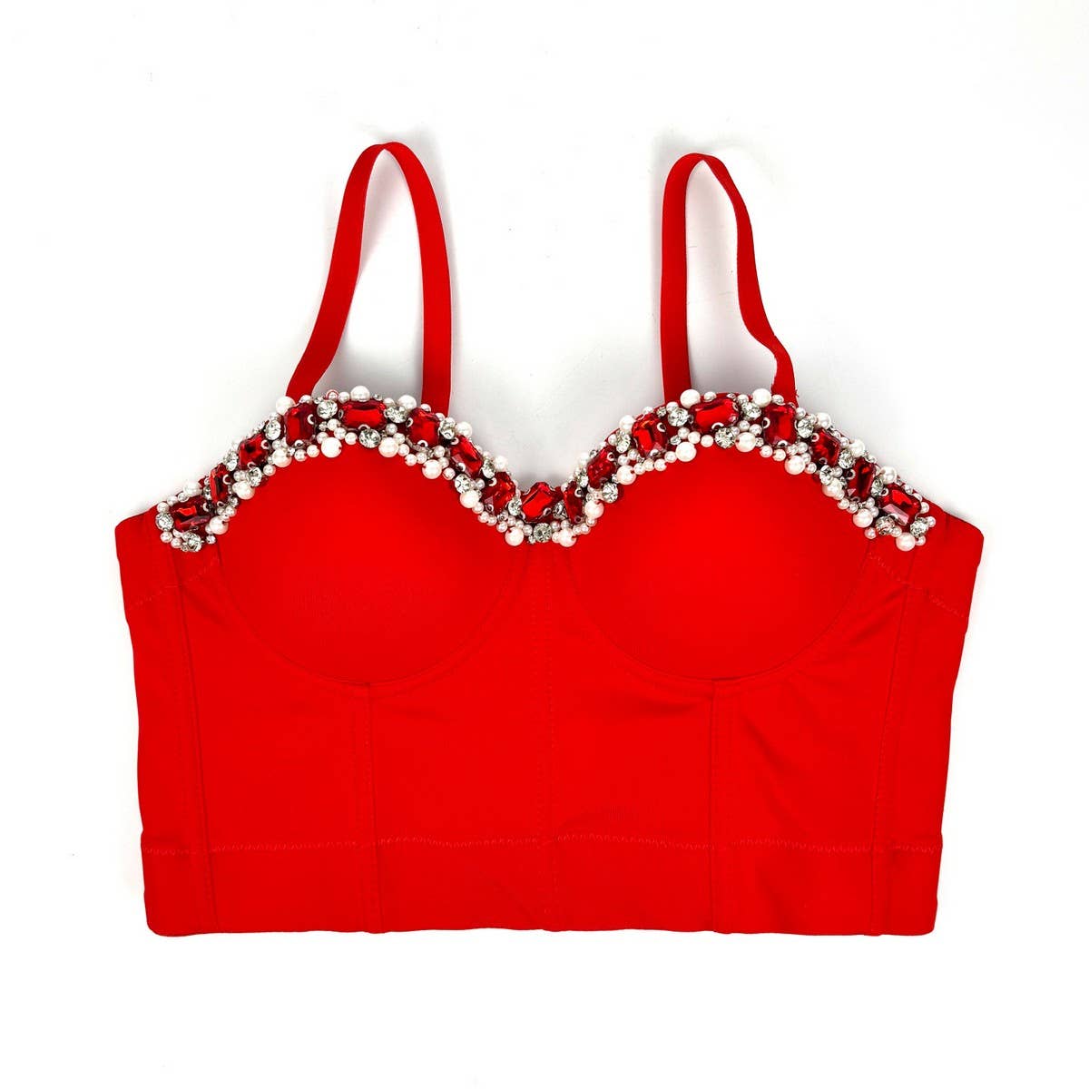 SEXY SLIM FIT HERRINGBONE BRA WITH RHINESTONES