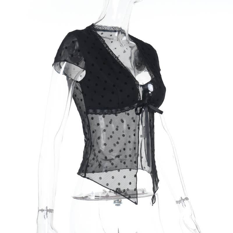 Sexy Polka Dot Loose Short Sleeve Cardigan