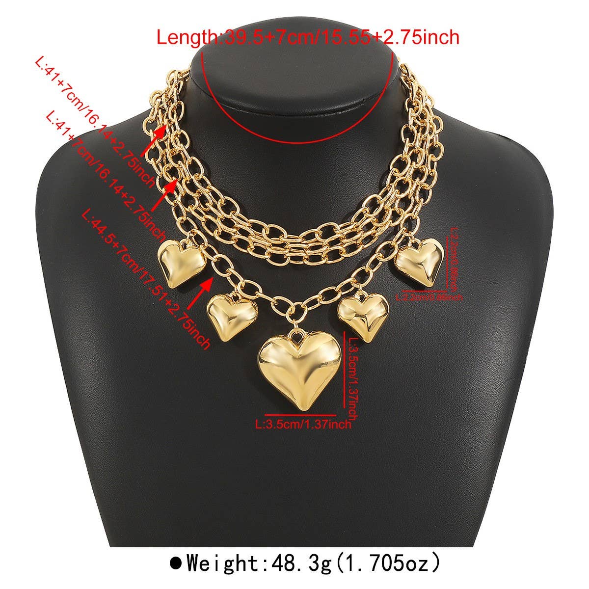 METAL STYLE PERSONALIZED HEART PENDANT NECKLACE