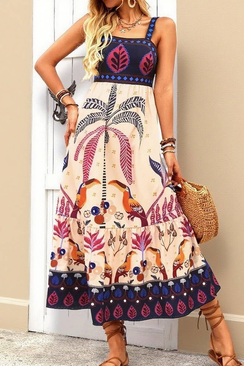 CWDMD6394_BOHO PRINT STRAPLESS BEACH MAXI DRESS