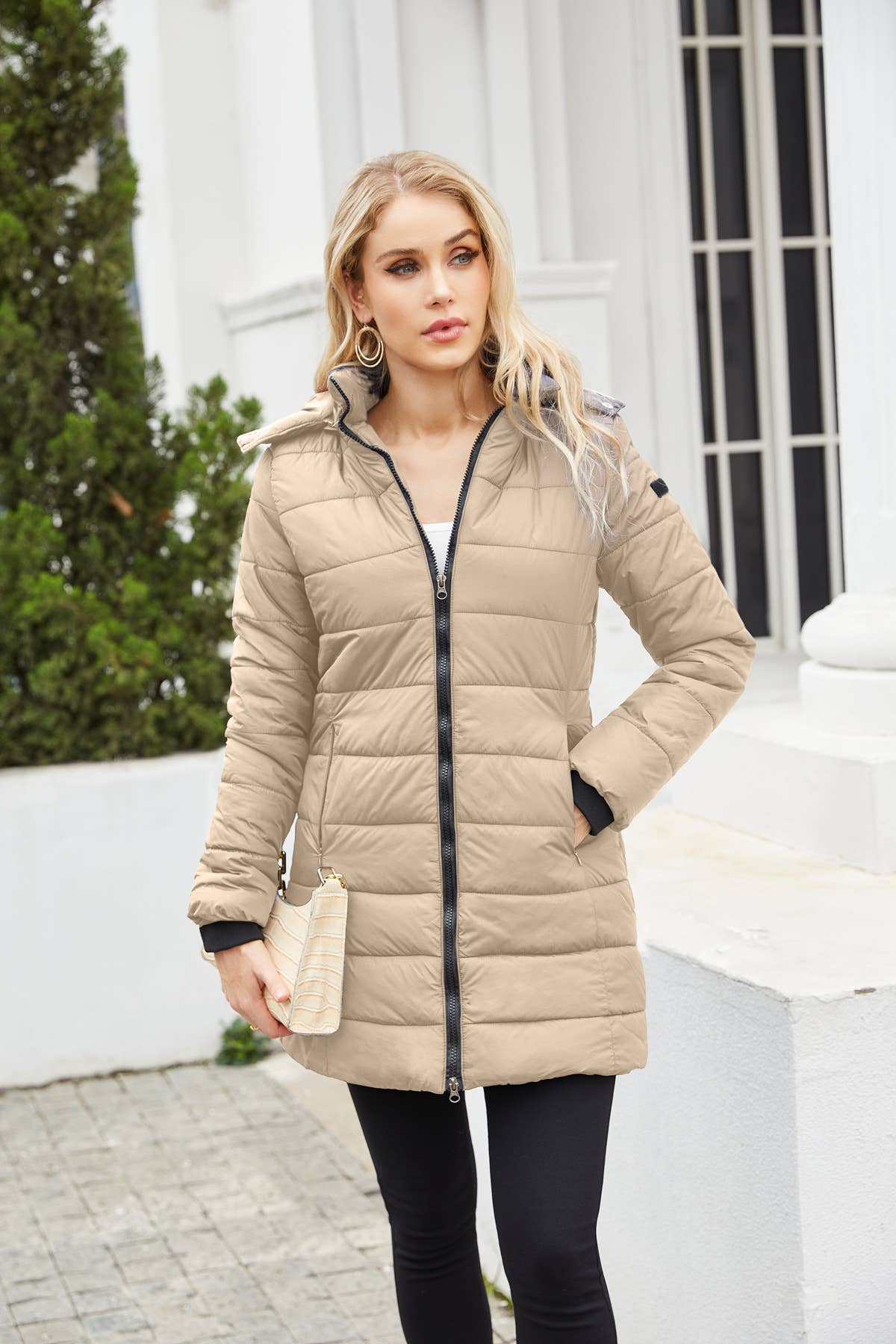 Waterproof cotton-padded jacket with removable cap