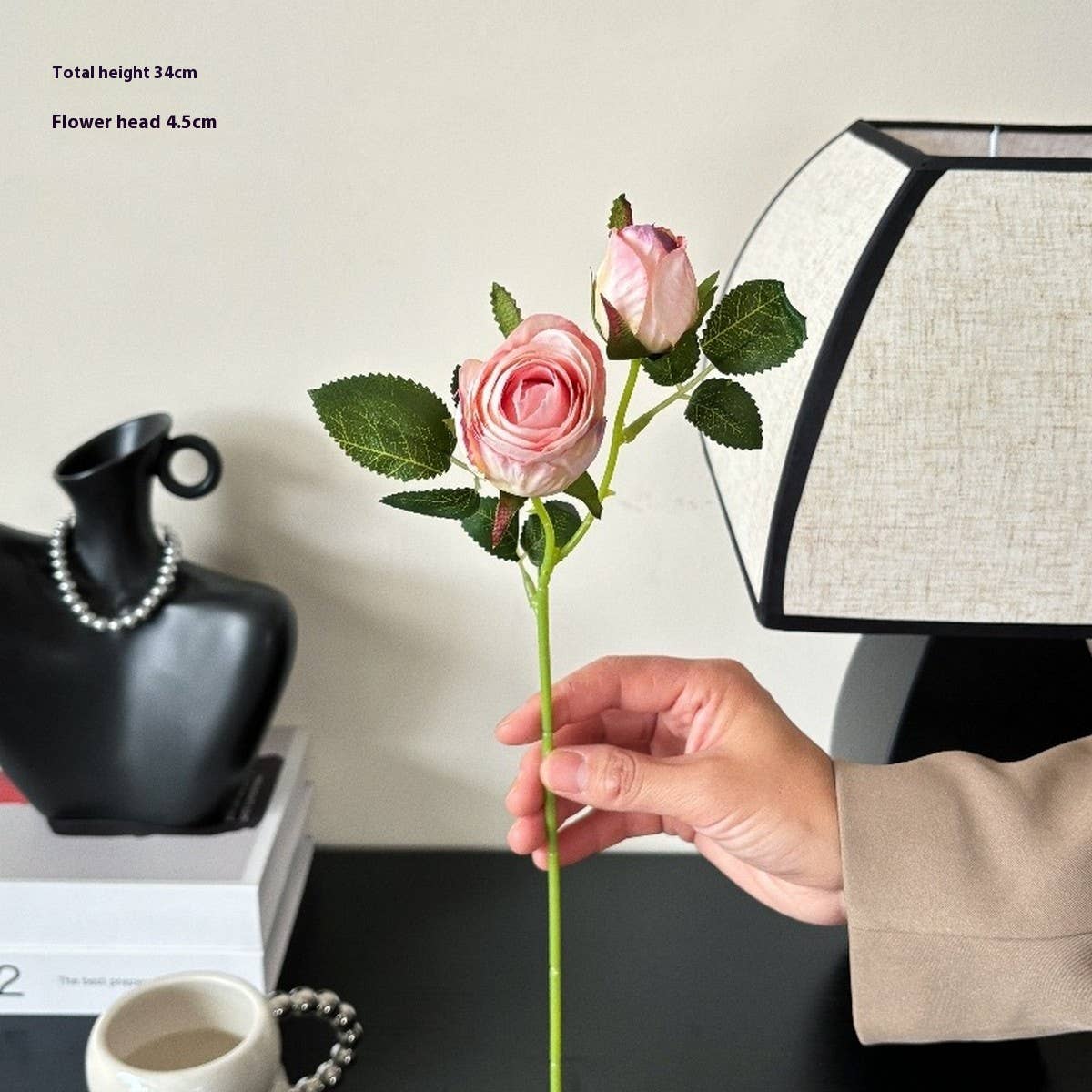 Vintage 2-Head Burnt Edge Mini Rose Bouquet