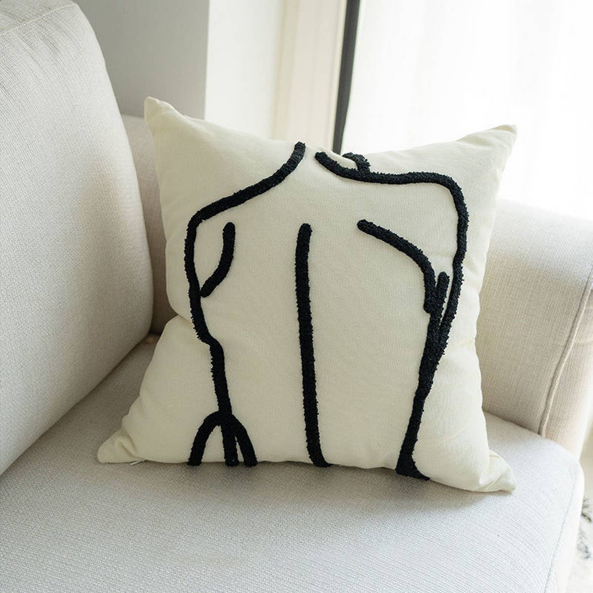 Moroccan Style Embroidered Grid Pillow Cover