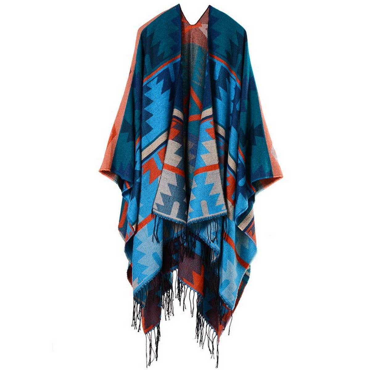 FAUX CASHMERE SLIT SHAWL SCARF CAPE COAT CLOAK