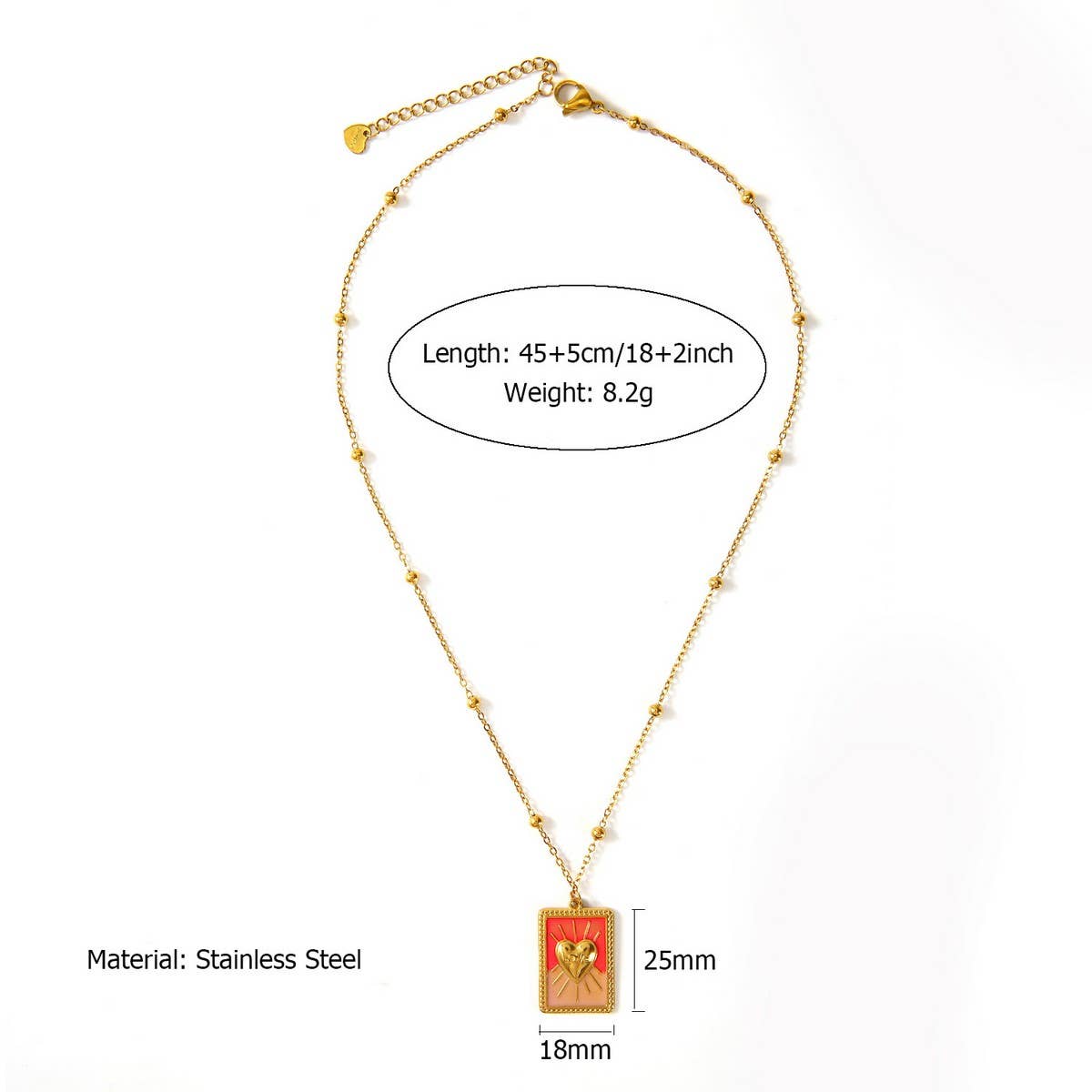 Vintage Style Steel Necklace with Heart Pendant