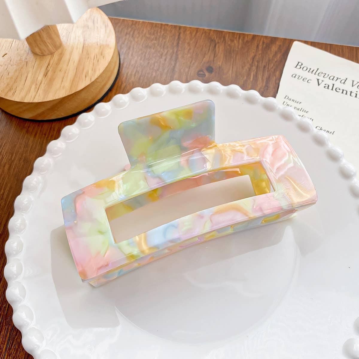 Acetate board style candy-colored hair clip