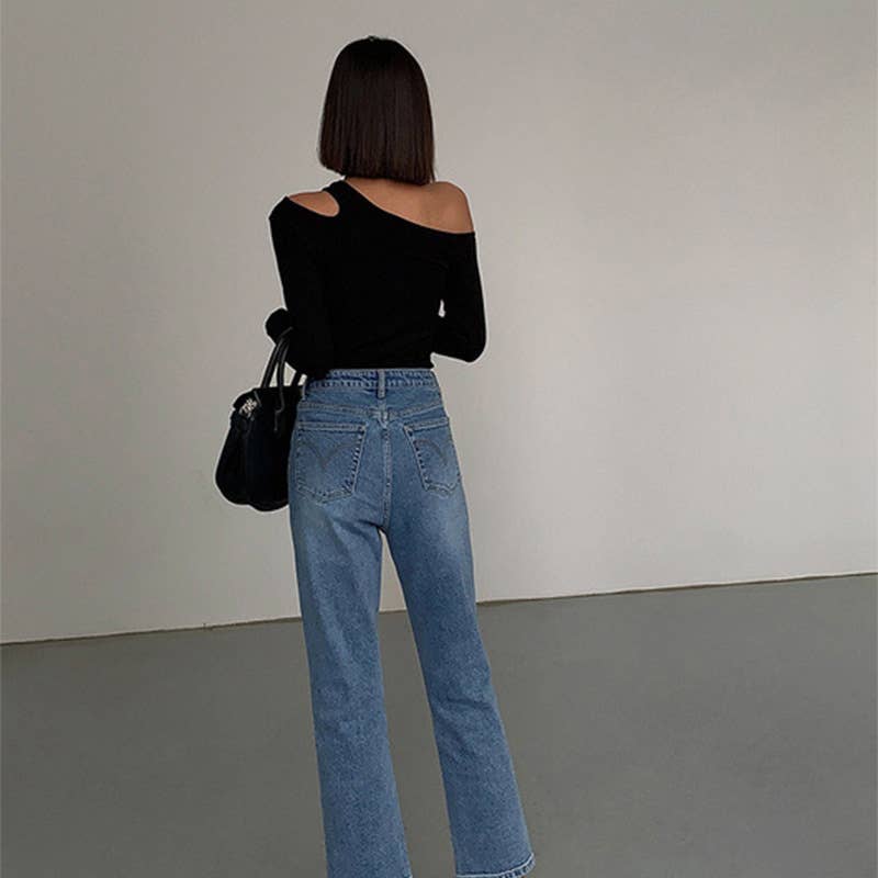 Sexy one-shoulder solid color slim bottom shirt