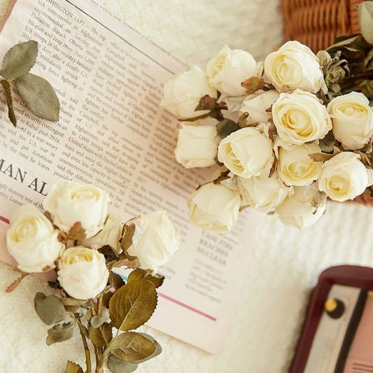 Faux 5-Head Withered Rose with Burnt Edge Look