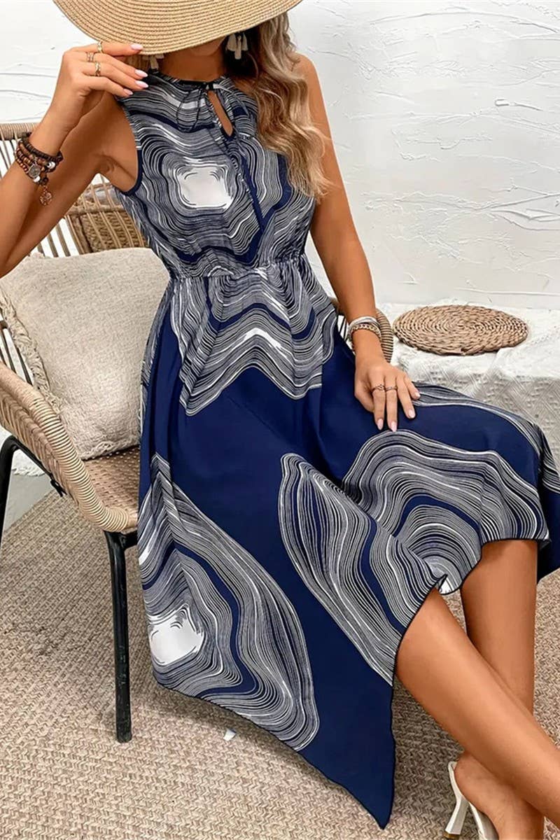 CWDMD5081_SUMMER IRREGULAR SOLID COLOR SLIT WAIST SHIRT DRES