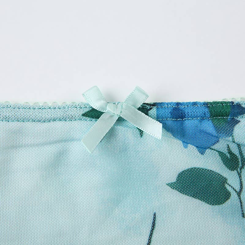 Retro-style color-blocking printed tulle skirt