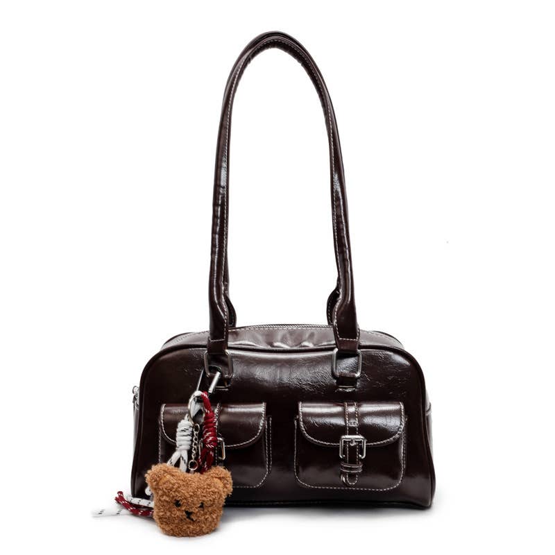 Fashionable color-blocking single-shoulder bag