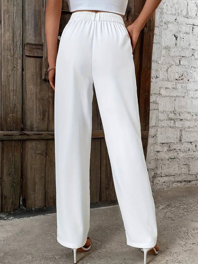 HIGH-WAISTED WIDE-LEG STRAIGHT LEG SLACKS
