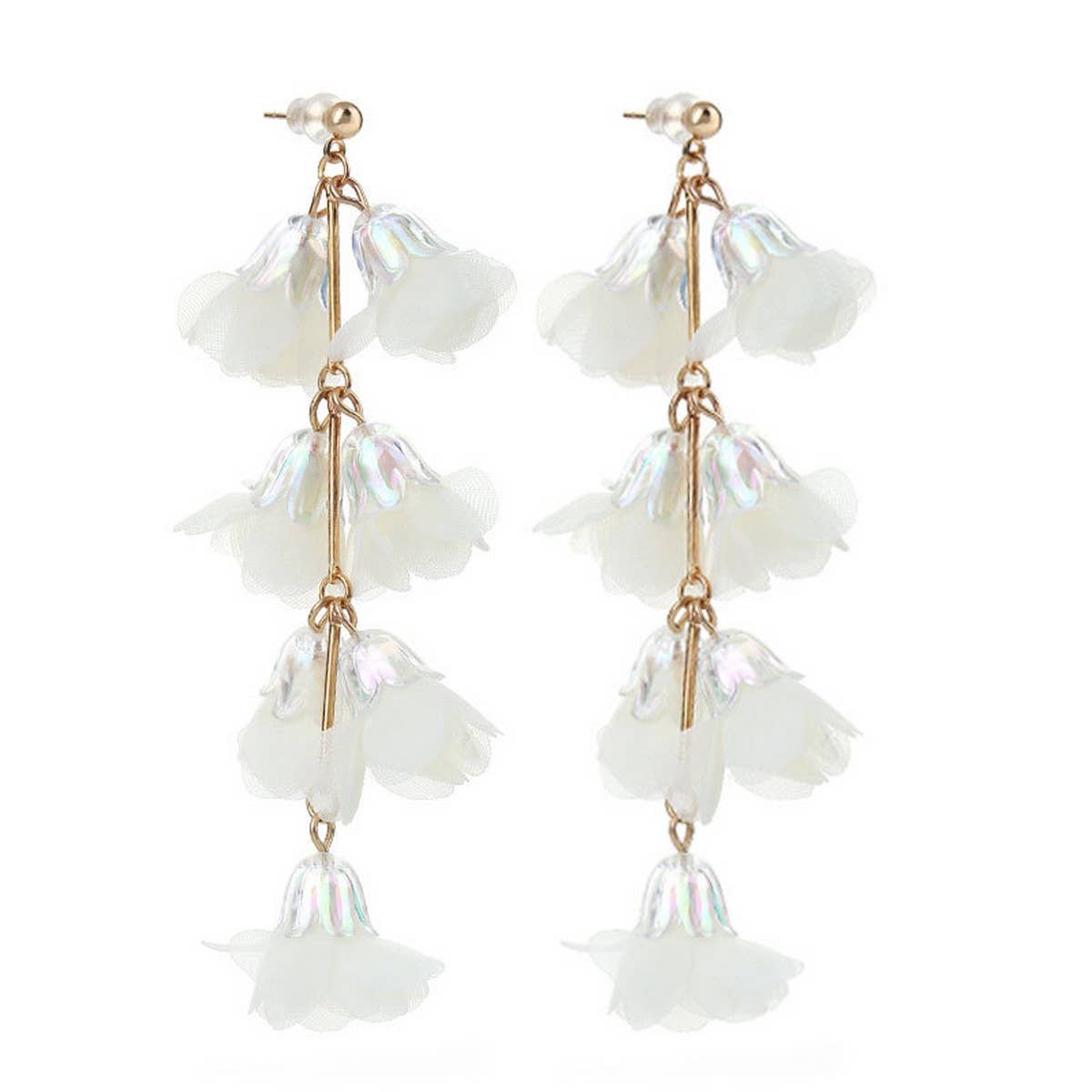 Crystal Flower Tassel Earrings Elegant Long Drops