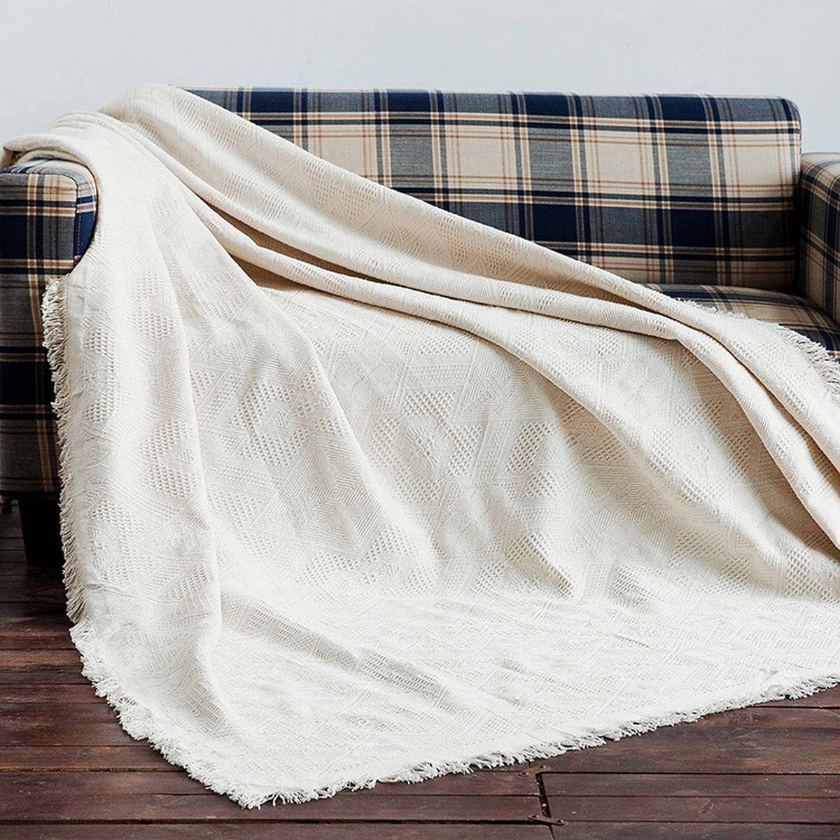 Solid Color Cotton Sofa Throw Blanket_CWMM9646