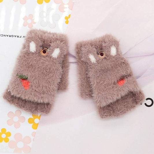 BABY HALF FINGER FLIP CARROT WRITING WARM GLOVES_CWAG0159