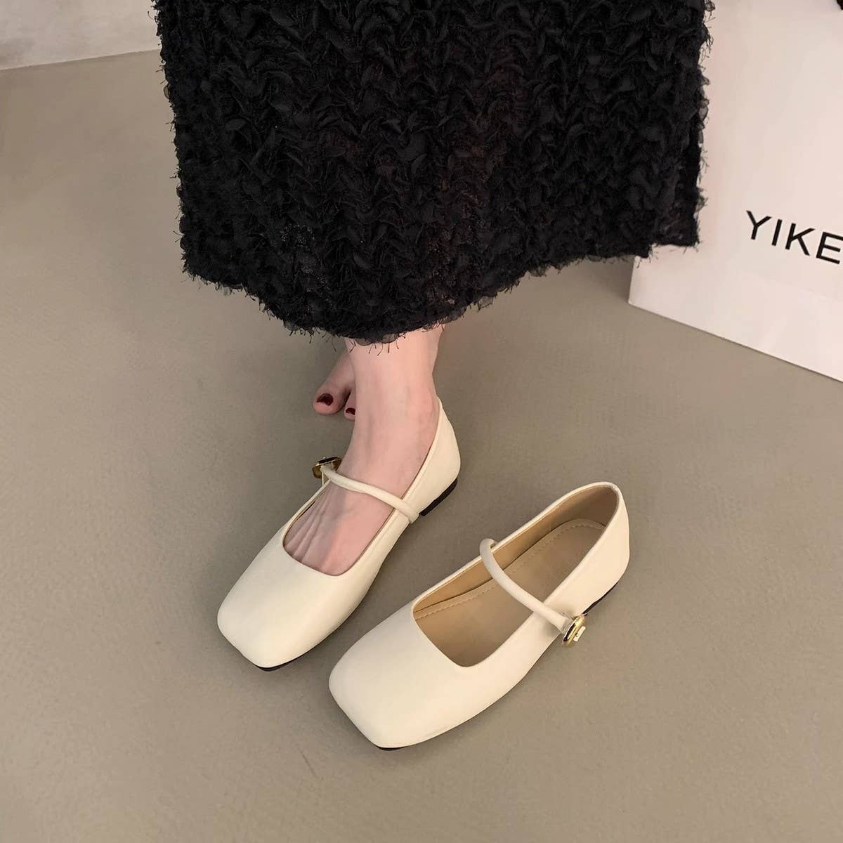 Vintage Square Toe Mary Jane Flats for Women
