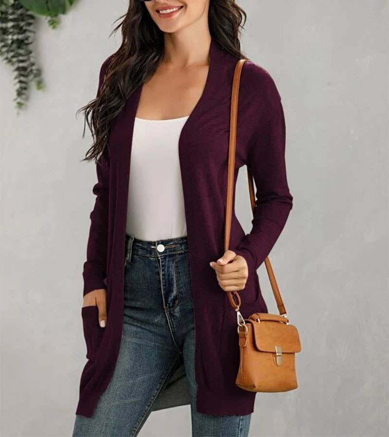 LONG SLEEVE KNITTED CARDIGAN CARDIGAN COAT WOMAN