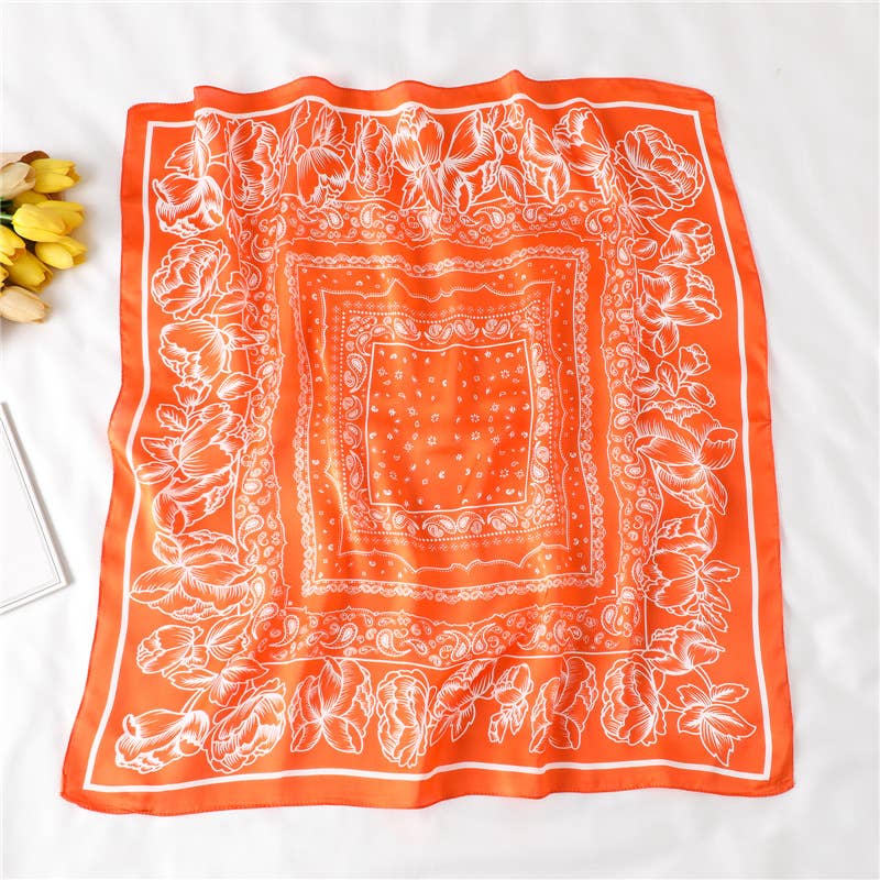 27in Paisley Lace Print Satin Square Scarf Women_CWASC1435