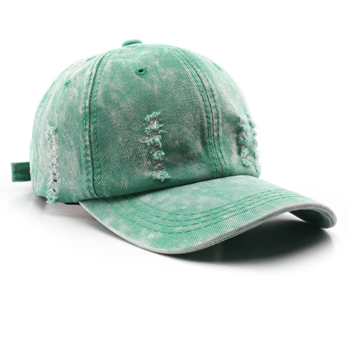 Vintage Washed Distressed Denim Baseball Cap_CWAH0896