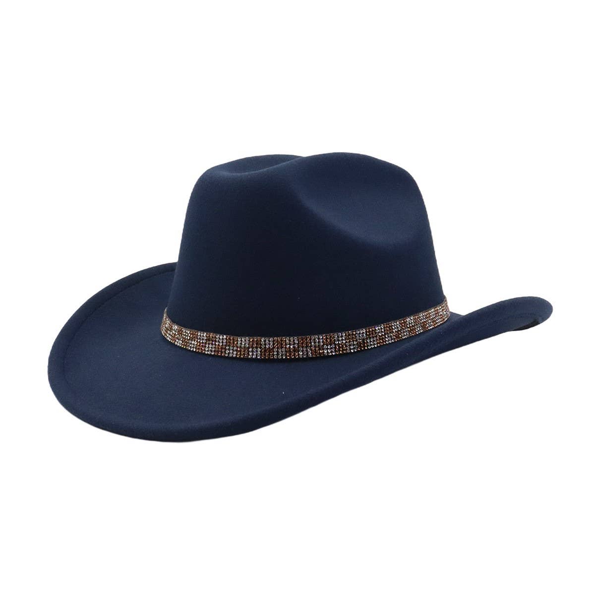 Unisex Ethnic Wool Fedora Cowboy Jazz Hat_CWAH04413