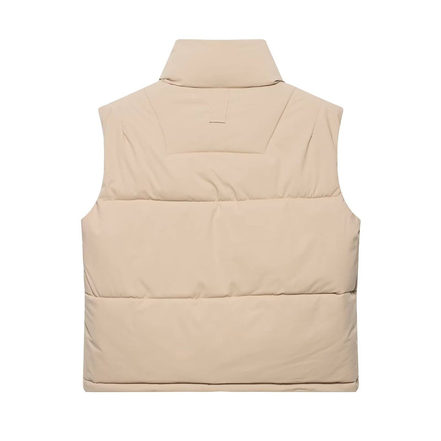 Simple sleeveless stand-up collar zip-up vest