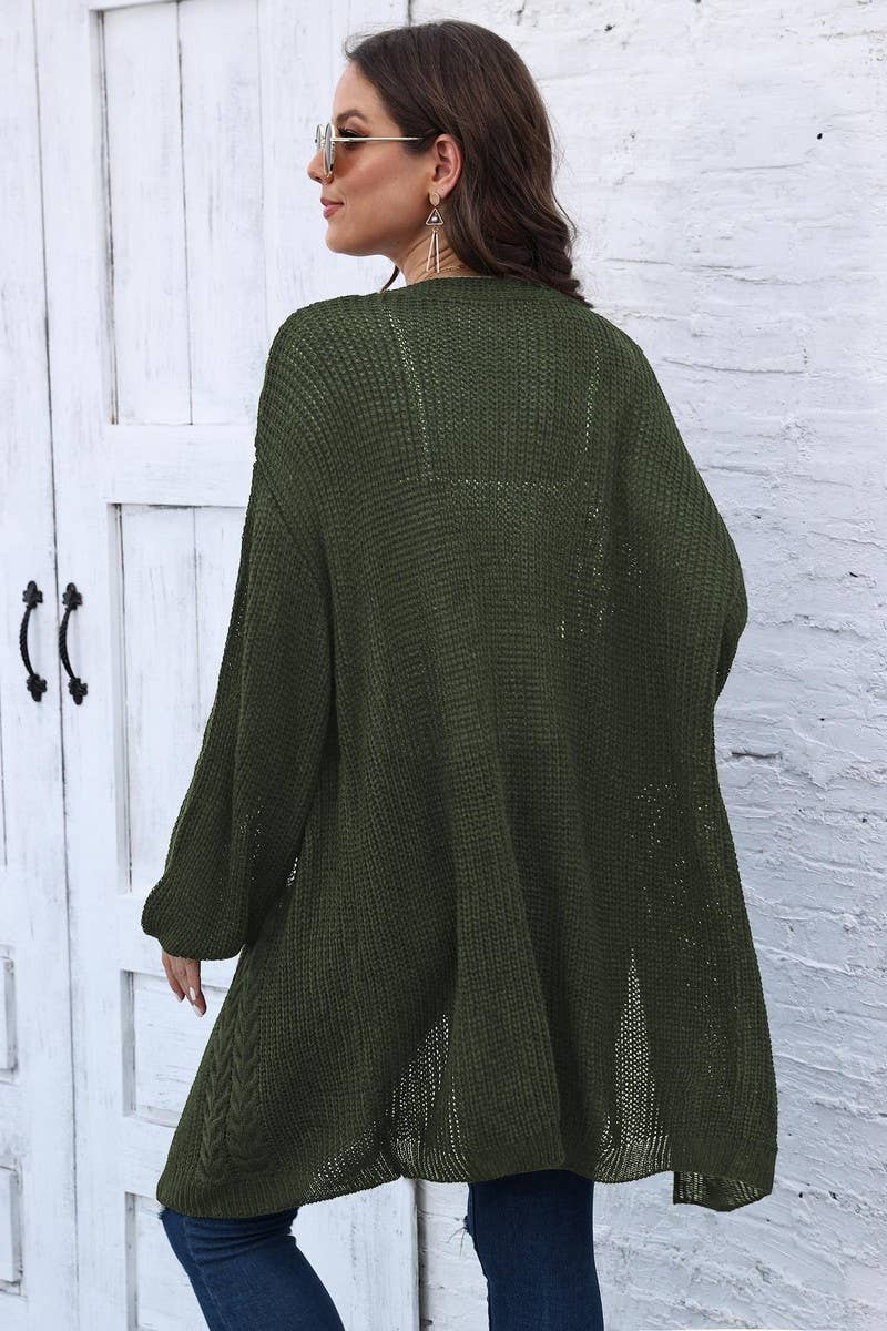 CWOSWL07343_WOMENLOOSE KNIT CARDIGAN SWEATER