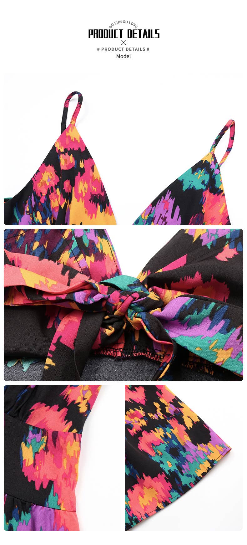 Printed halter dress with split halter