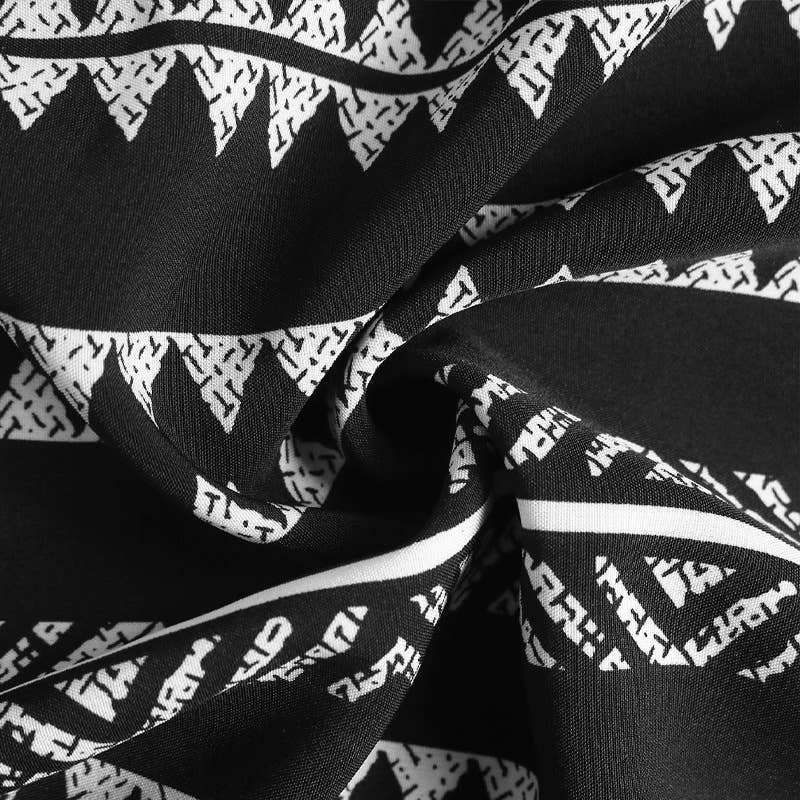 Geometric printed elastic waist patchwork skirt