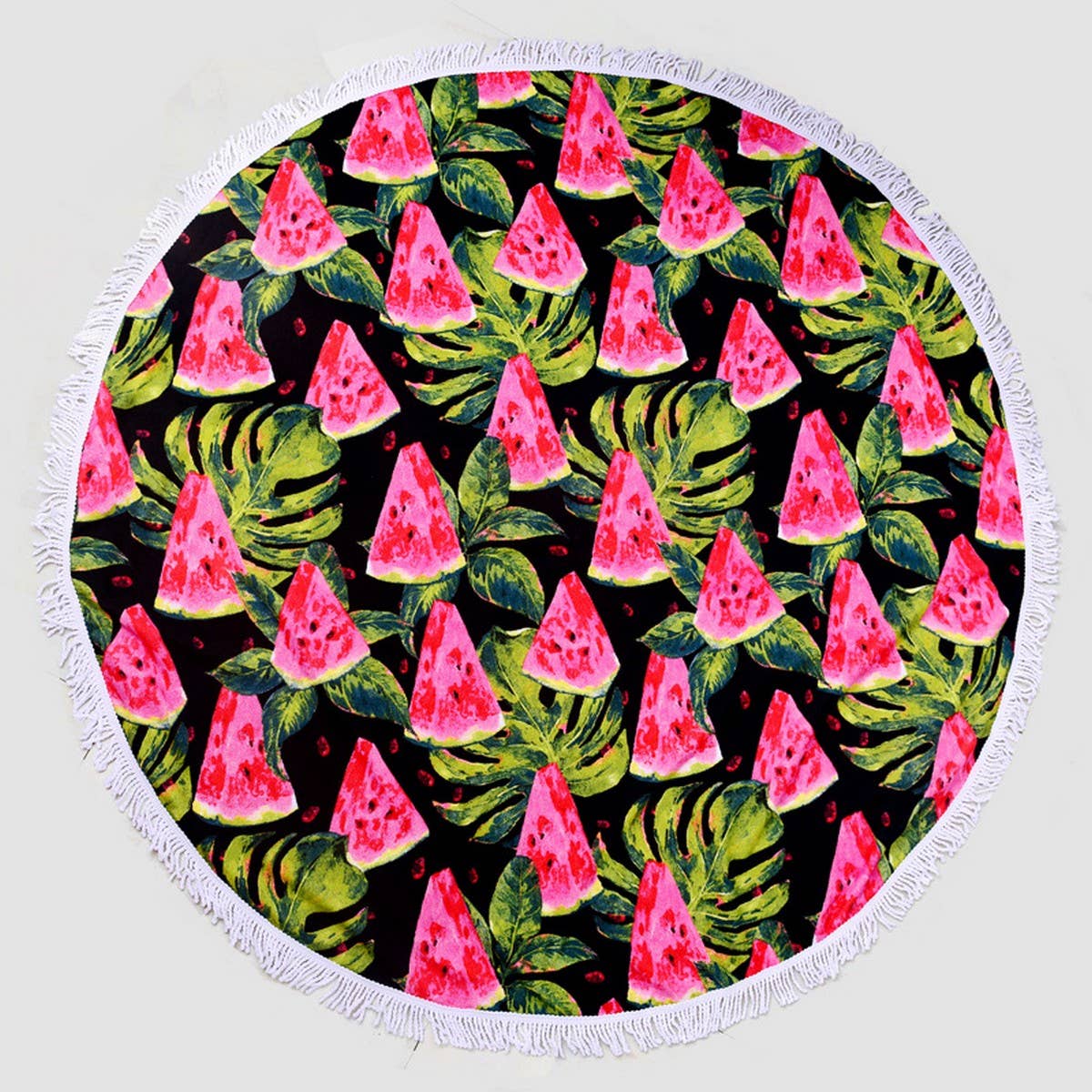 Round Microfiber Tassel Beach Towel Blanket