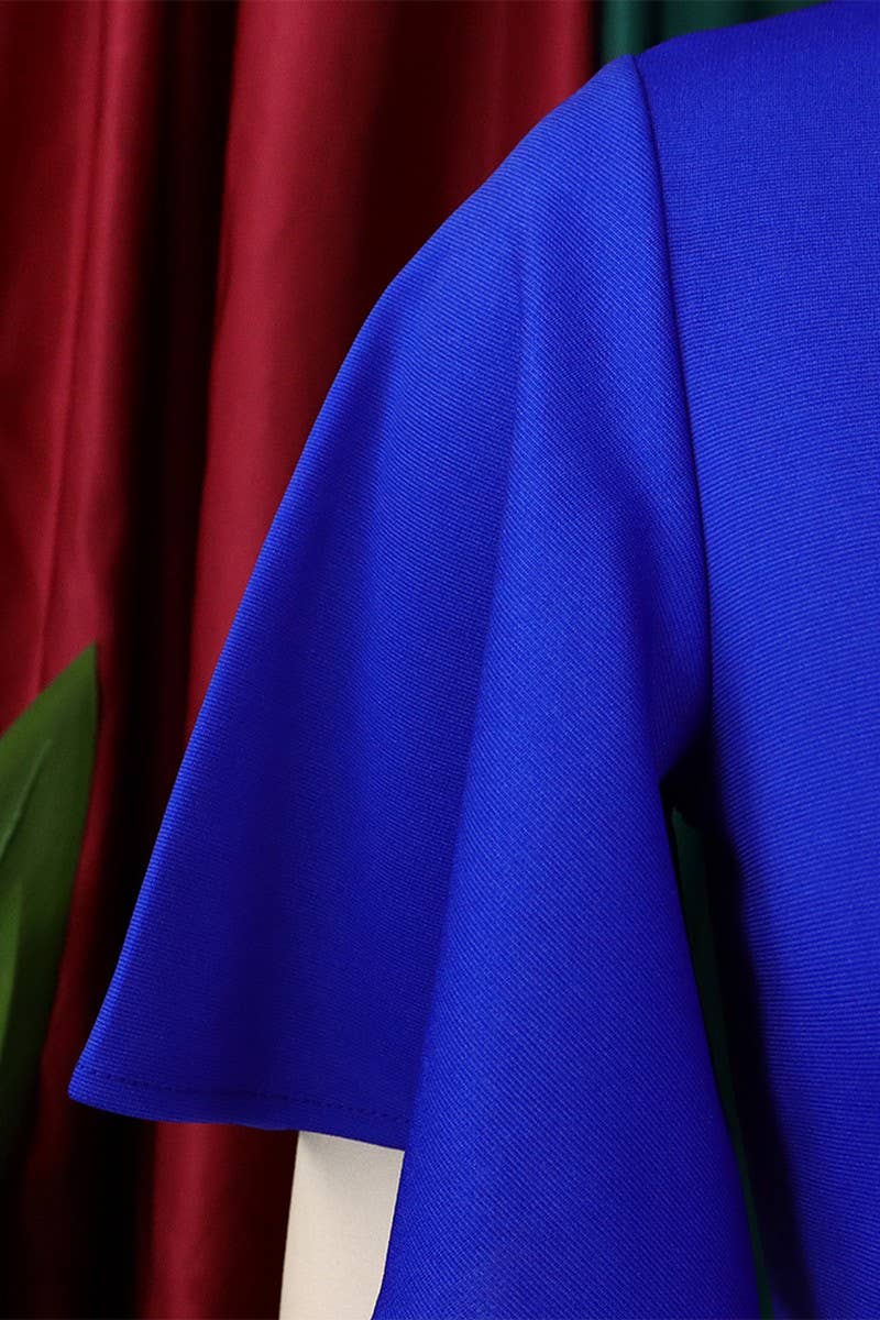 CWDSD3579_PLUS SIZE BELL SLEEVE SOLID COLOR MIDI DRESS