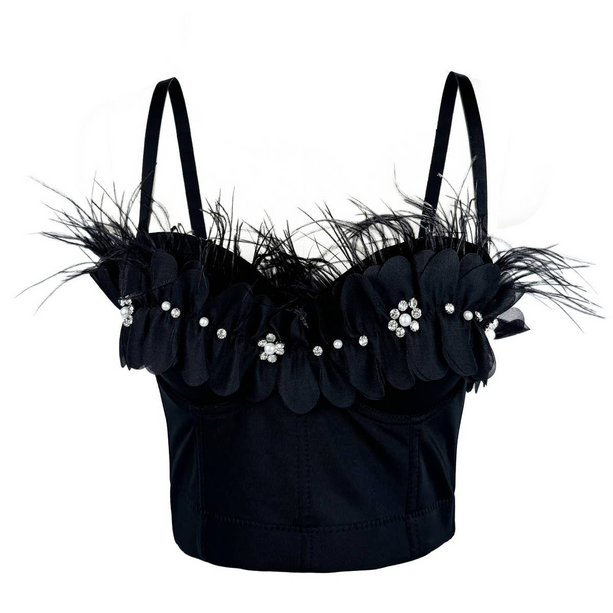 TASSEL DESIGN FLORAL HERRINGBONE CORSET