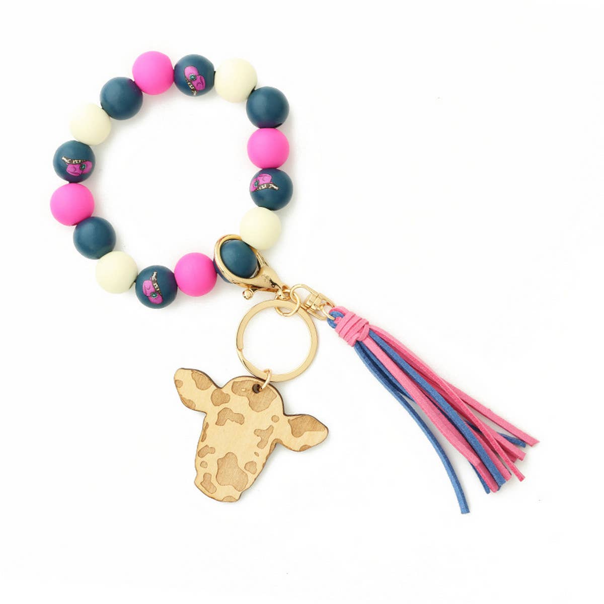 WESTERN NEW TASSEL BRACELET BULL HEAD KEYCHAIN