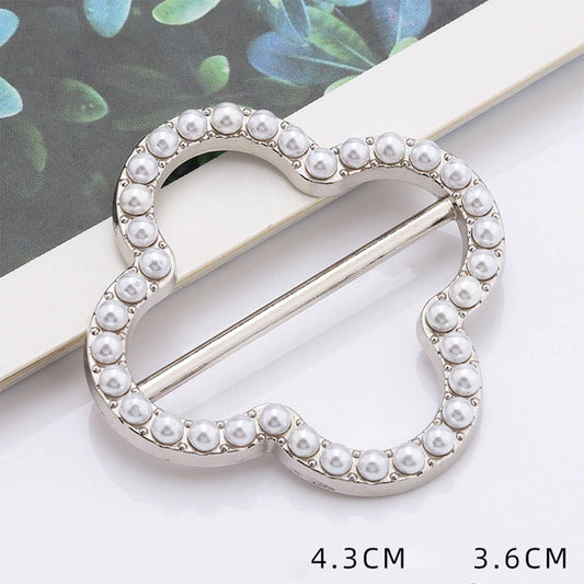 FOUR-LEAF CLOVER PEARL WITH DIAMONDS SCARF RING